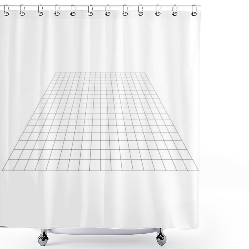 Personality  Abstract 3D Grid, Mesh In Perspective. Checkered Spatial Squares Pattern, Squares Design Element Shower Curtains