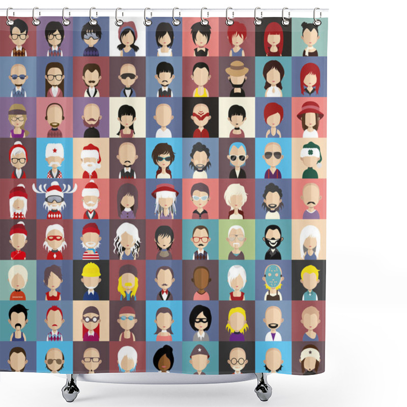 Personality  People Faces Icons Shower Curtains