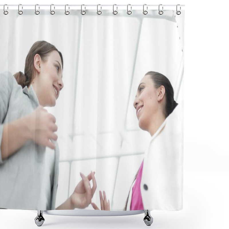 Personality  Two Business Women Talking In Office Shower Curtains