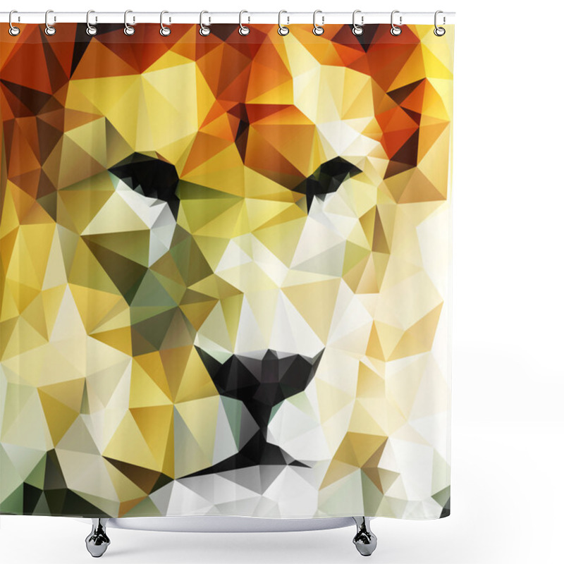 Personality  Abstract Vector Drawing Of A Lion's Head Made Up Of Triangles Shower Curtains