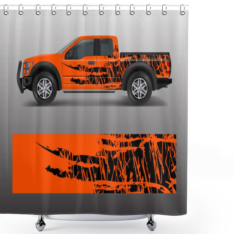 Personality  Pickup Truck Graphic Vector. Abstract Shape With Grunge Design For Vehicle Vinyl Wrap Shower Curtains