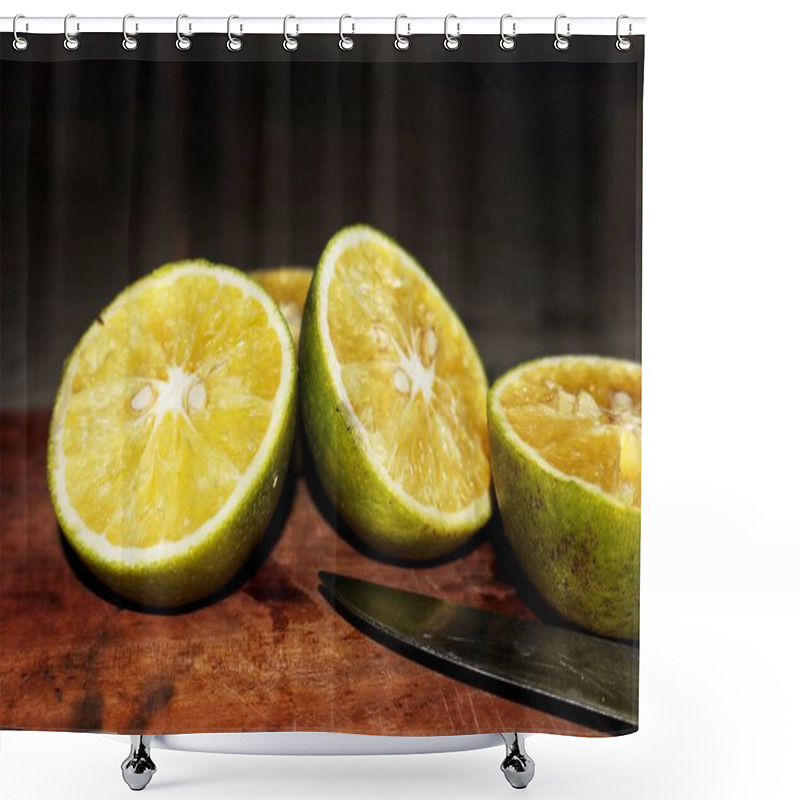 Personality  Citrus Limetta, Or Sweet Lime, Offers A Refreshing Blend Of Sweet And Tangy Flavors With A Vibrant Green-yellow Hue. Its Juicy Flesh And Citrus Aroma Make It A Prized Fruit For Both Culinary And Health Benefits. Shower Curtains