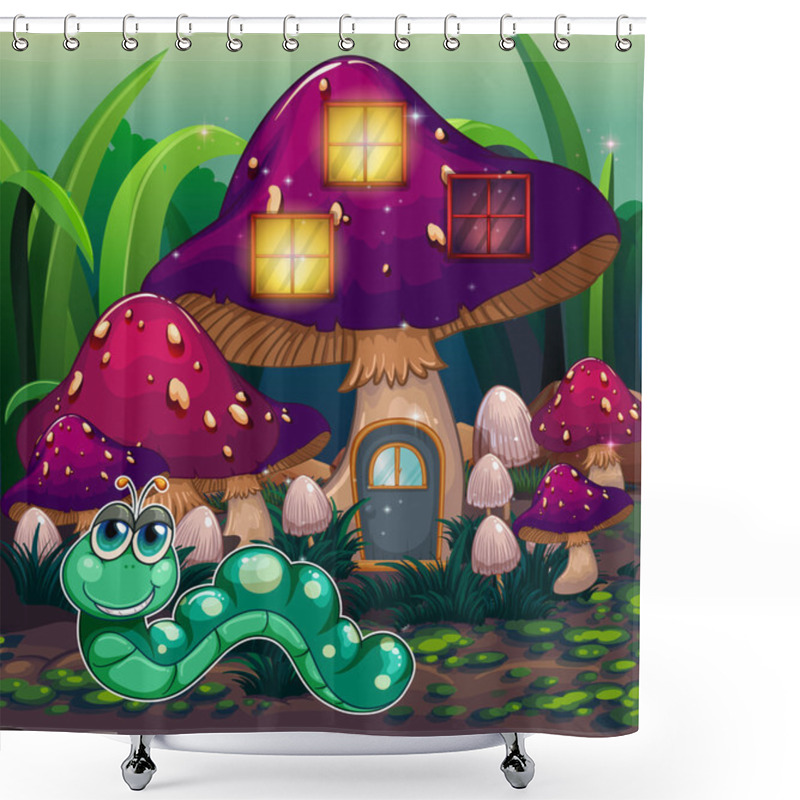 Personality  A Worm Near The Mushroom House Shower Curtains