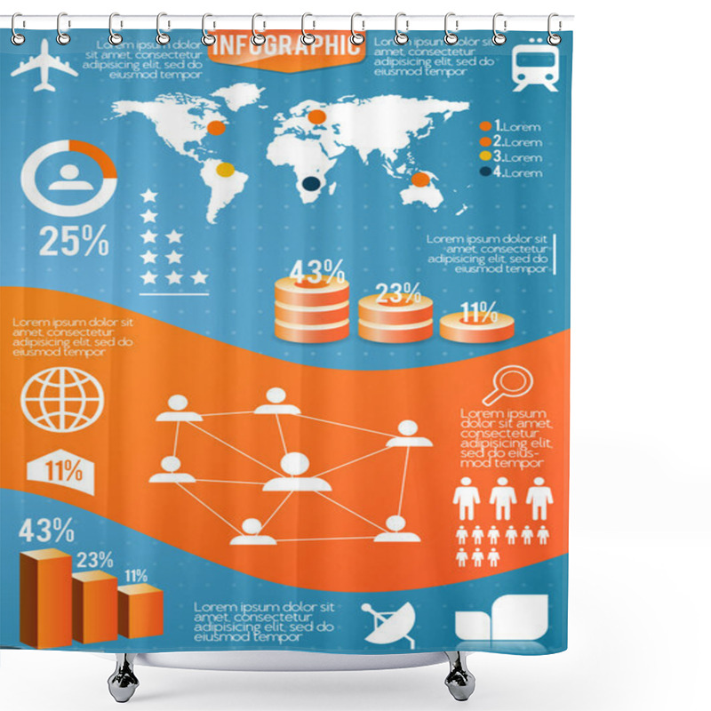 Personality  Set Elements Of Infographics. Vector Shower Curtains