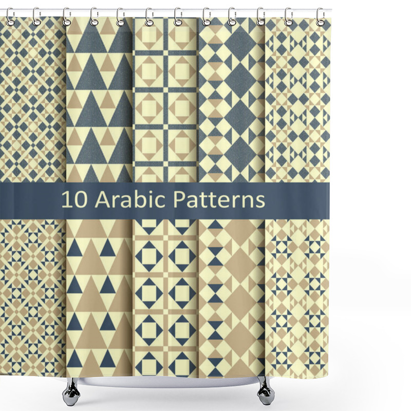 Personality  Set Of Ten Seamless Vector Traditional Geometric Arabic Patterns Shower Curtains