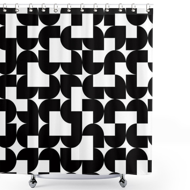 Personality  Black And White Solid Geometric Seamless Pattern, Vector Contras Shower Curtains