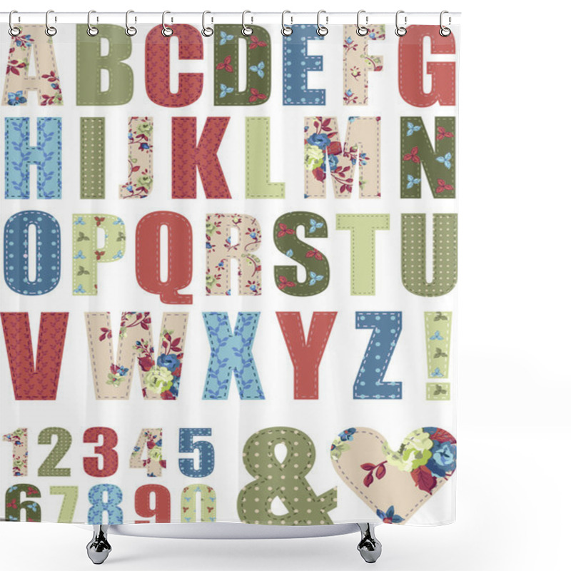 Personality  Floral Vector Pattern Alphabet Letter Set Shower Curtains