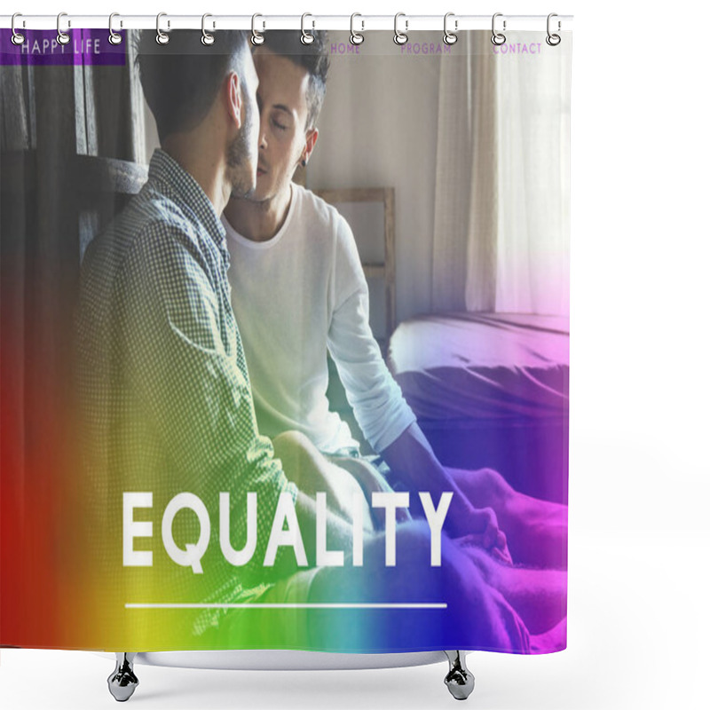 Personality  Homosexual Couple Of Men Kissing Indoors  Shower Curtains