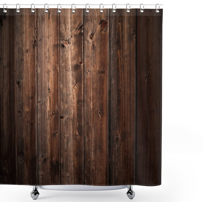 Personality  Old Dark Brown Planks Shower Curtains