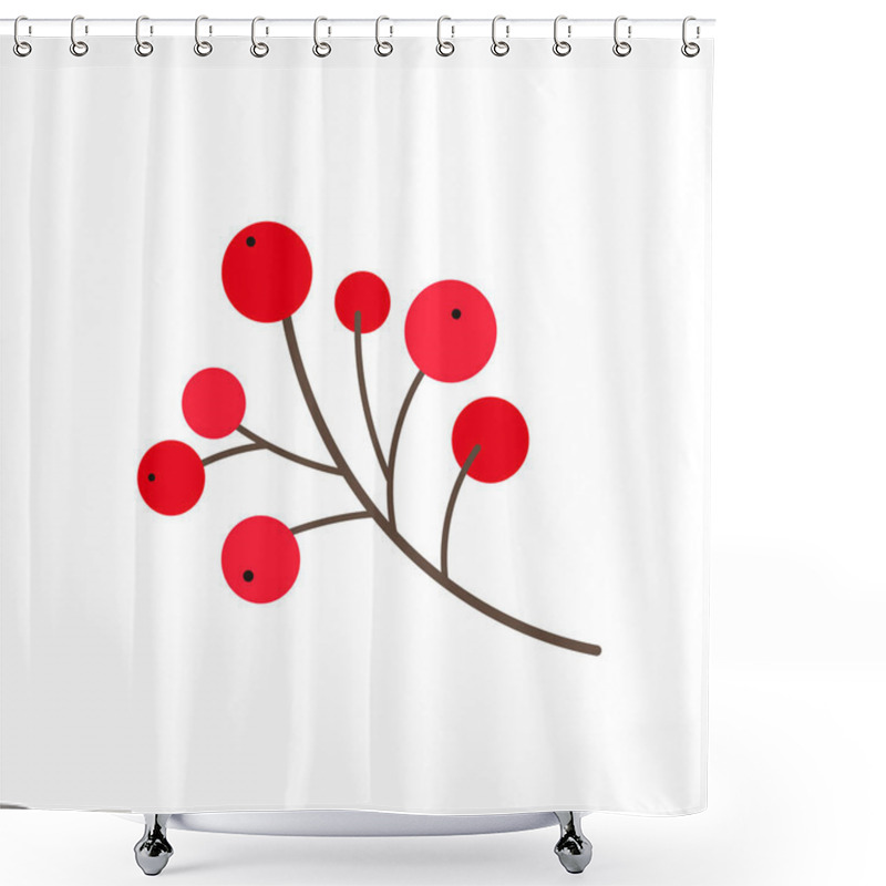 Personality  Vector Flat Cartoon Holly Tree Leaves Set. Shower Curtains