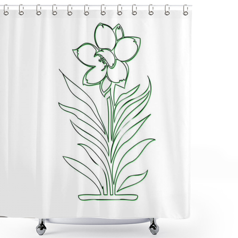 Personality  Daffodil Flower Line Art Illustration Shower Curtains