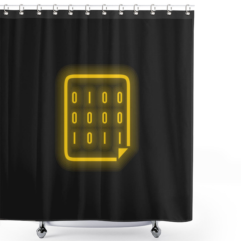 Personality  Binary Code Yellow Glowing Neon Icon Shower Curtains