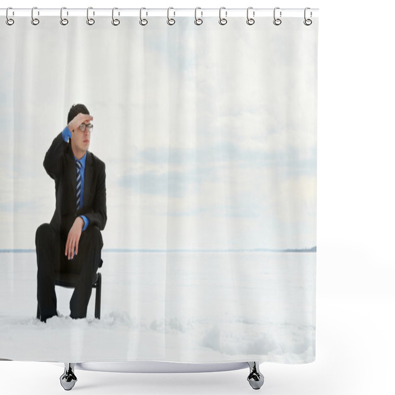 Personality  Businessman Looking At The Horizon Shower Curtains