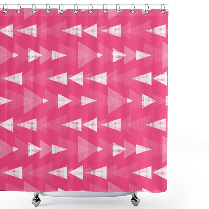 Personality  Pink And White Ikat Triangles Stripes Seamless Pattern Background Shower Curtains