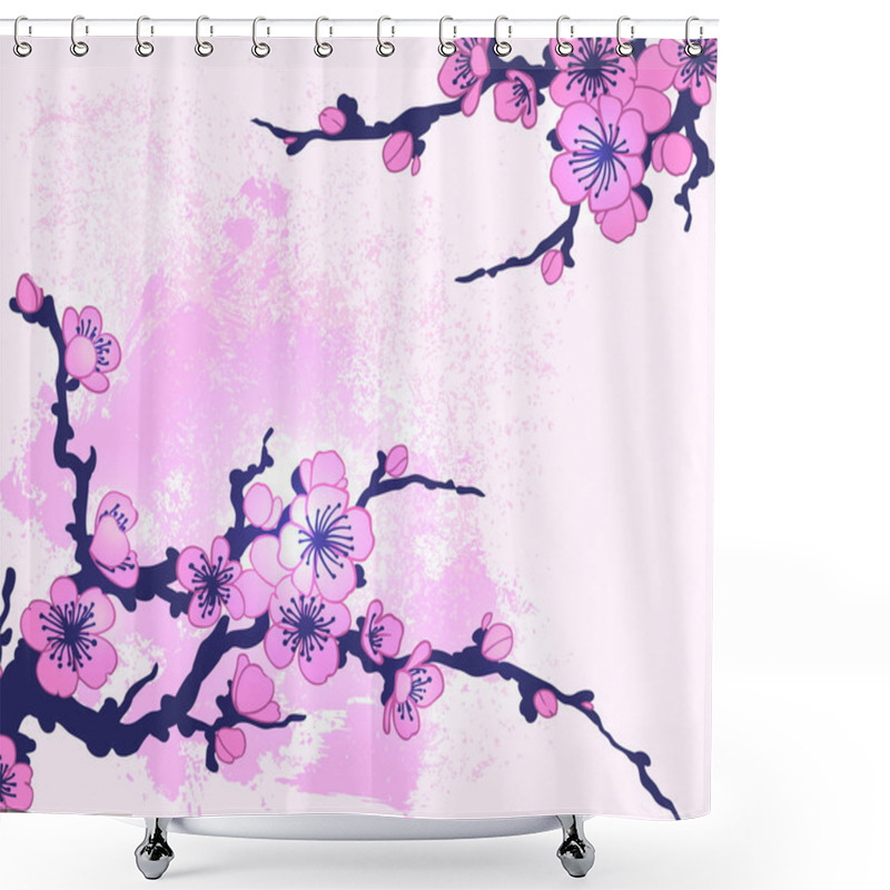 Personality  Branches Of Sakura Flowers Shower Curtains