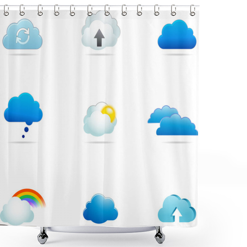 Personality  Collection Of Cloud Vector Icons Shower Curtains