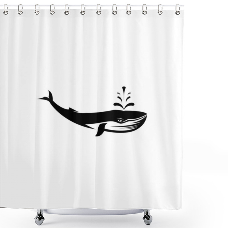 Personality  Whale Icon Vector Silhouette Shower Curtains