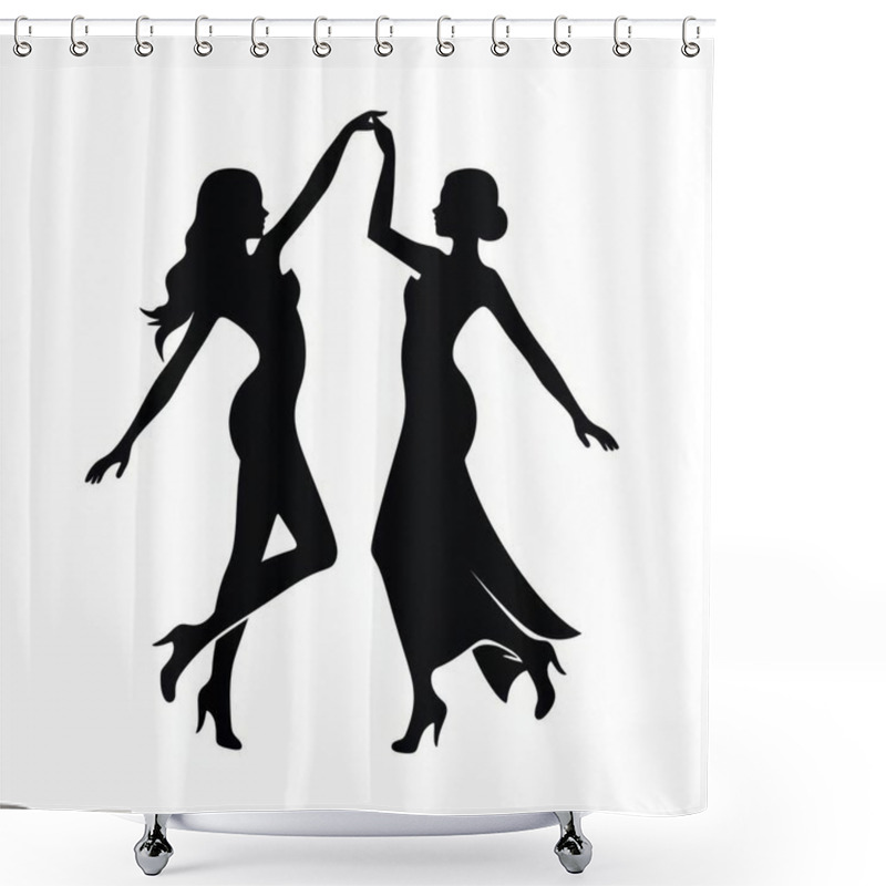 Personality  Two Elegant Women Dancing Gracefully, Showcasing Beauty And Style In A Silhouette Design. Shower Curtains