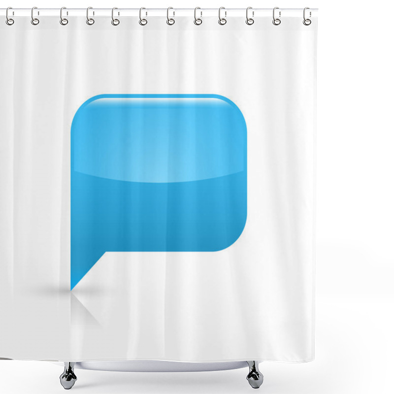 Personality  Blue Glassy Empty Speech Bubble Web Button Icon Shower Curtains