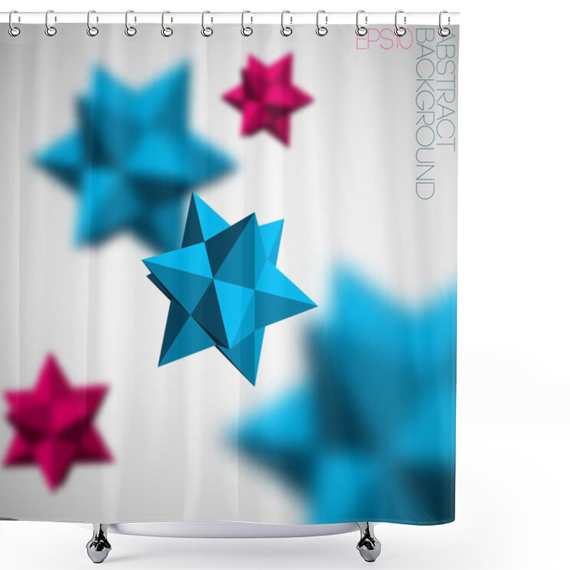 Personality  Abstract Background With 3d Blue And Pink Figures From Pyramids Shower Curtains