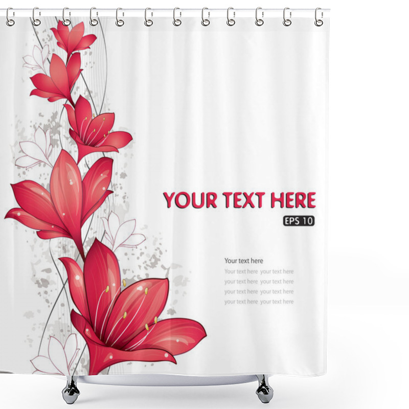 Personality  Red Lilies Design Shower Curtains