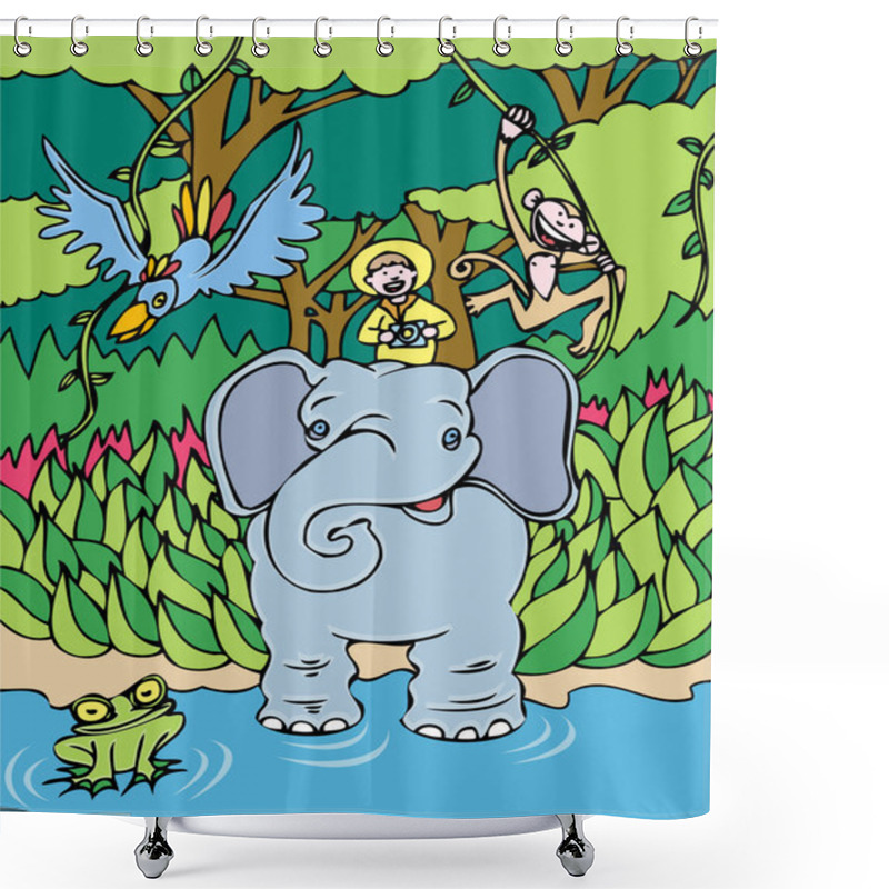 Personality  Elephant Ride Shower Curtains