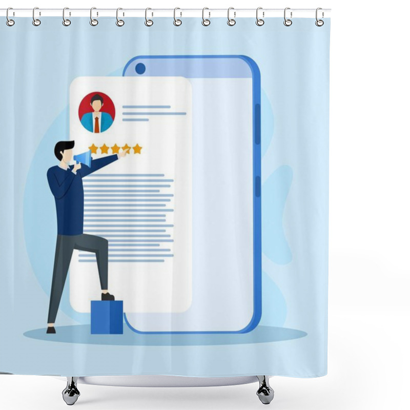 Personality  Job Vacancy Concept. The HR Manager Searches For Potential Job Candidates And Analyzes CVs. Job Recruitment Process Concept. Character Applying For A Job Position. Vector Illustration. Shower Curtains