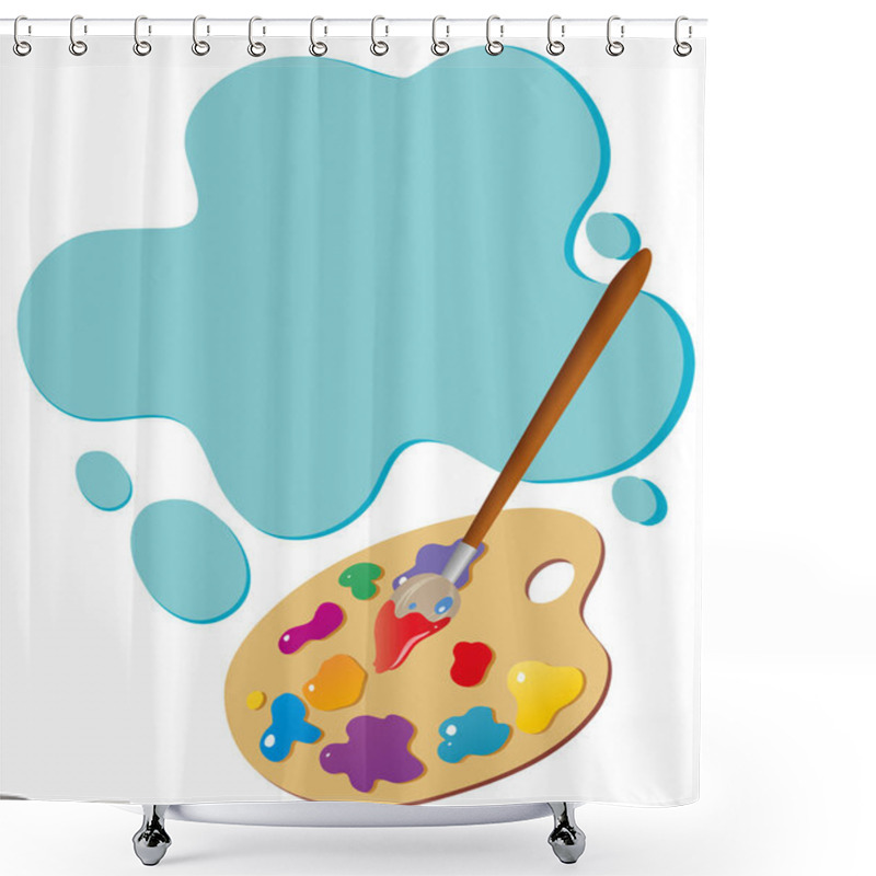 Personality  Border Template With Paintbrush And Palette Shower Curtains