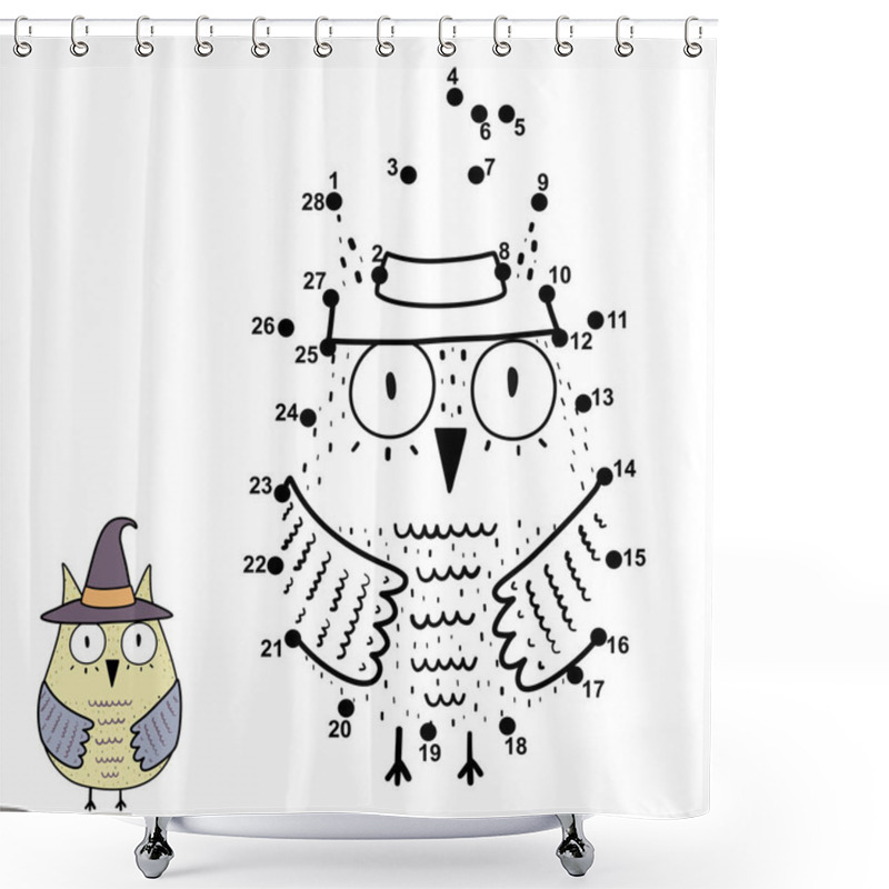 Personality  Connect The Numbers And Draw A Funny Owl In The Witch Hat Shower Curtains