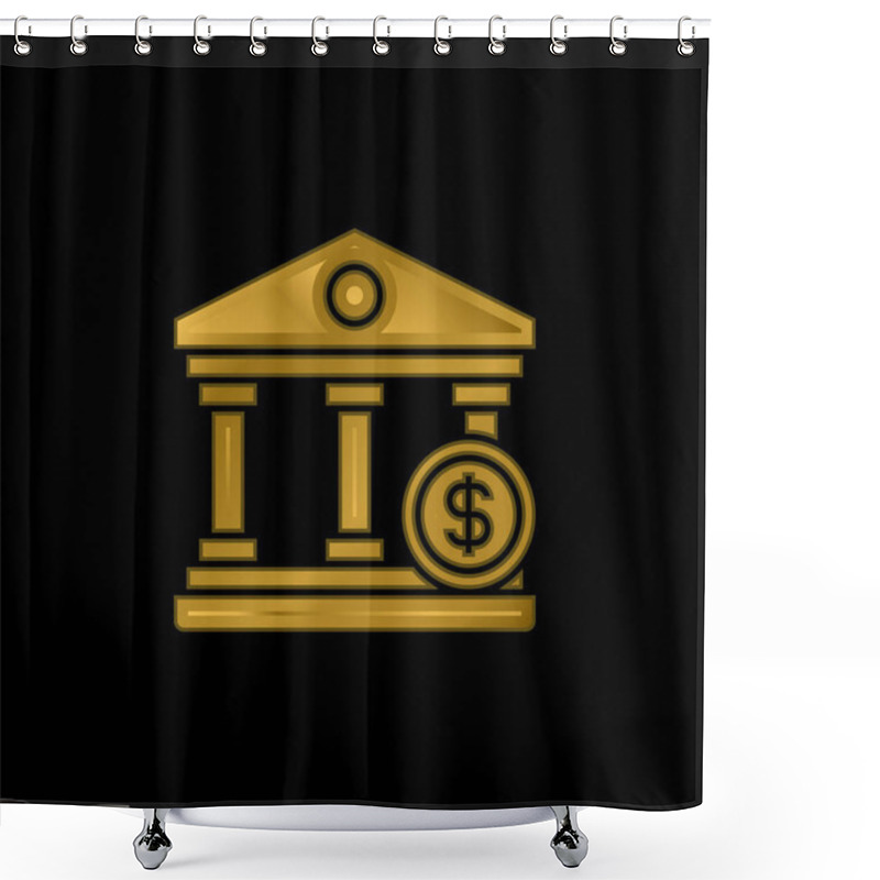 Personality  Bank Gold Plated Metalic Icon Or Logo Vector Shower Curtains