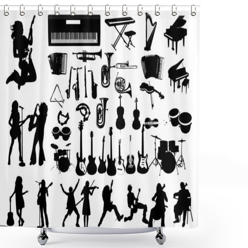 Personality  Music Instruments And Musicians Shower Curtains