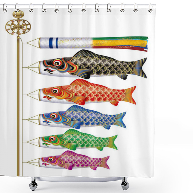 Personality  Carp Streamer. The Carp Streamer Is A Symbol Of Children's Day In Japan. The Flying Of Koinobori Symbolizes The Wish That The Boys In The Family Will Grow To Be Strong And Courageous As The Carp. Shower Curtains