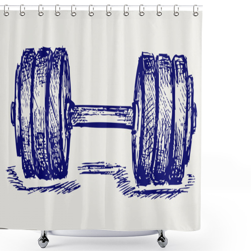 Personality  Sketch Dumbbell Weight Shower Curtains