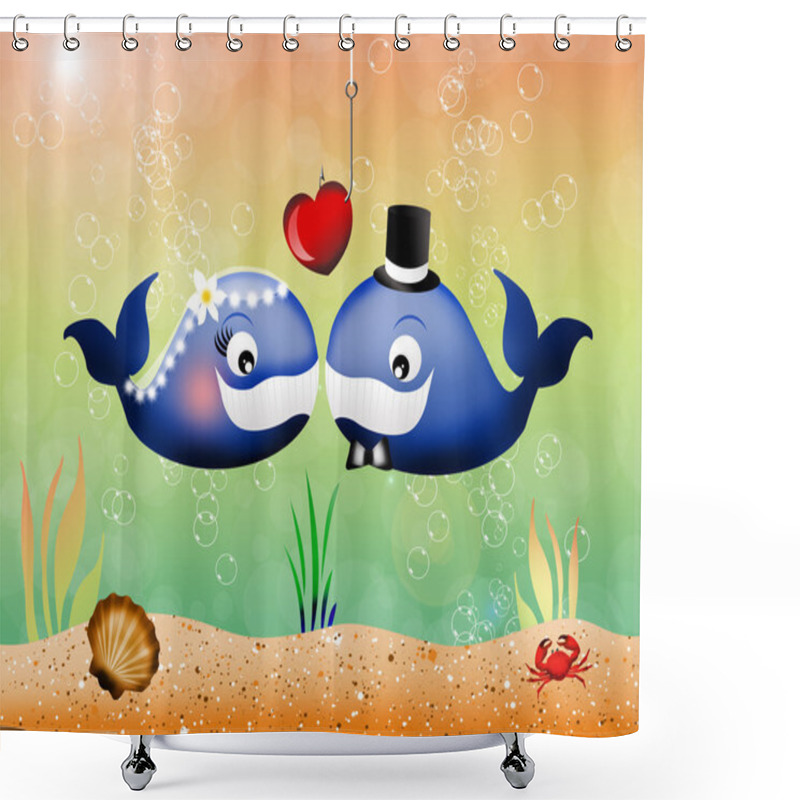 Personality  Whales In Love Shower Curtains