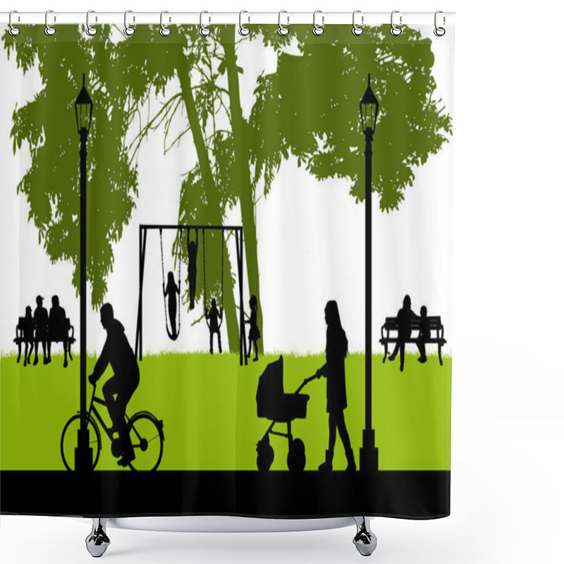 Personality  People Silhouettes, Urban Background. Shower Curtains