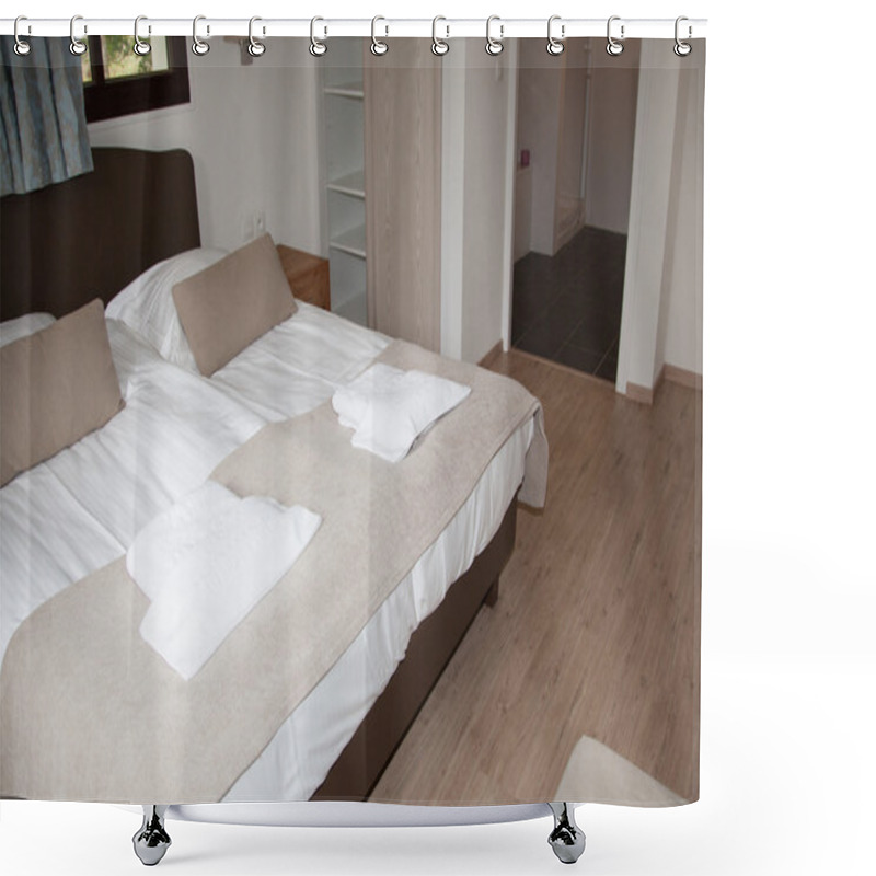 Personality  A Very Beautiful Large Bed In A Bedroom Shower Curtains