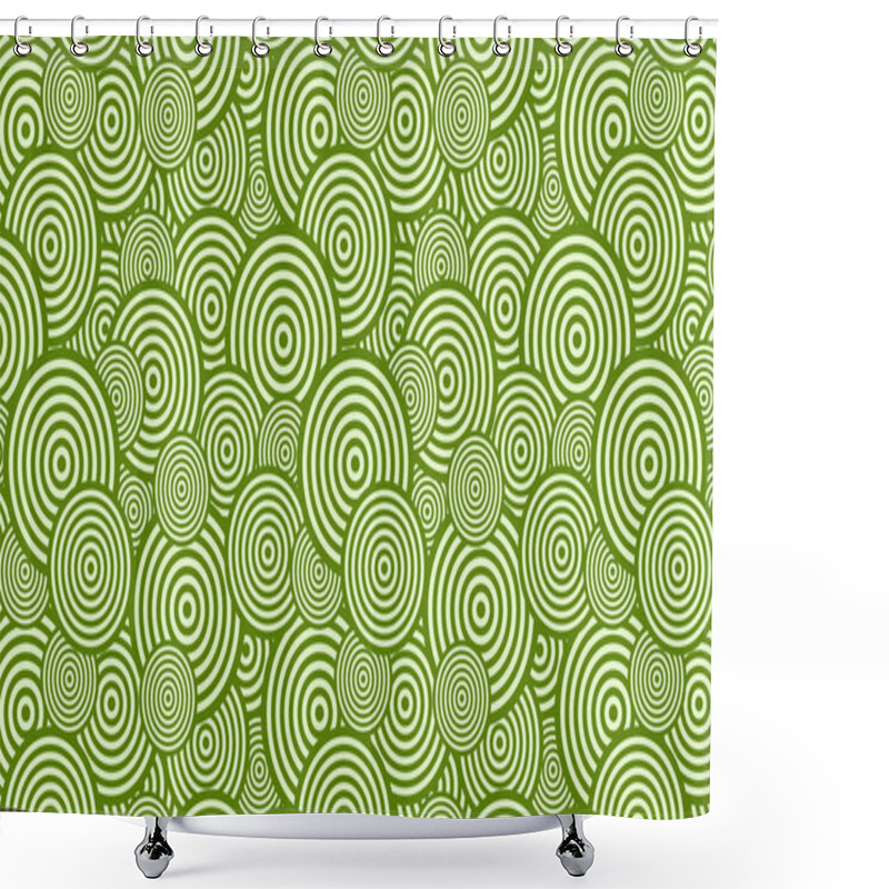 Personality  Green Seamless Overlapping Concentric Circles Background Pattern Vector Graphic Shower Curtains