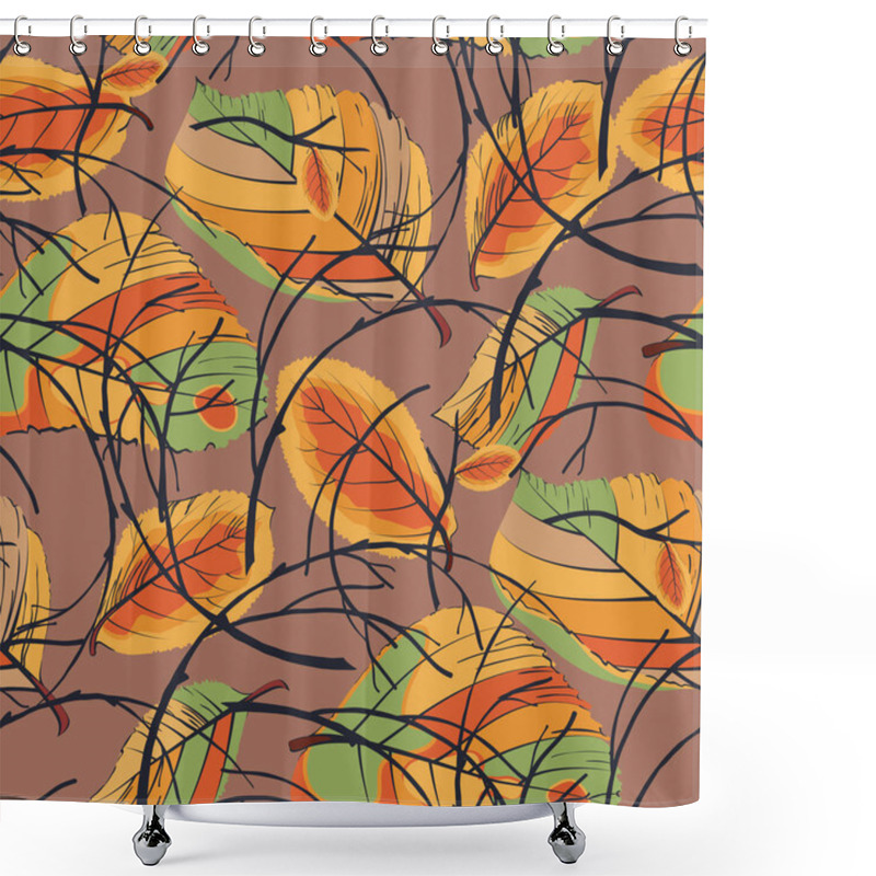 Personality  Seamless Pattern With Autumn Leaves And Twigs Curled Into A Wreath Shower Curtains