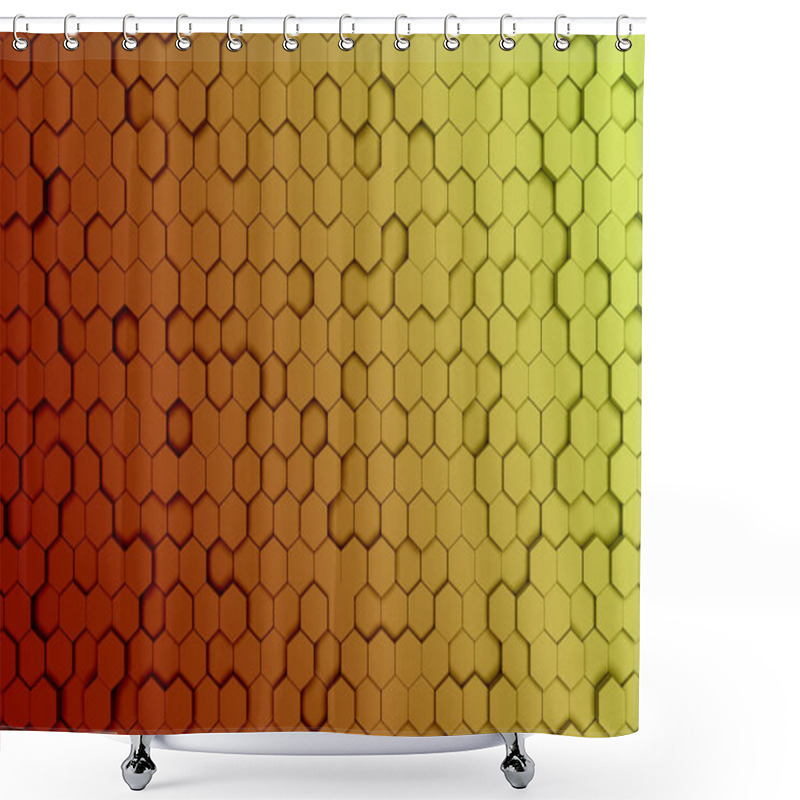 Personality  Gradien Red And Orange Hexagonal Cell Seamless Pattern, Comb Texture. 3D Illustration. Background Light Shower Curtains