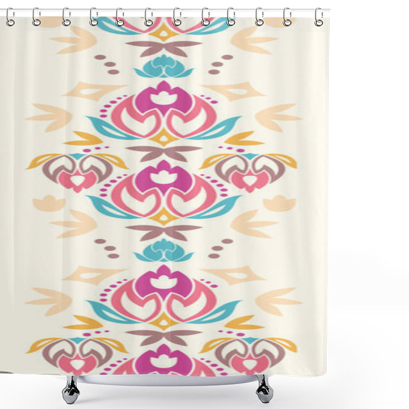 Personality  Abstract Damask Tulips Vertical Seamless Pattern Background Shower Curtains