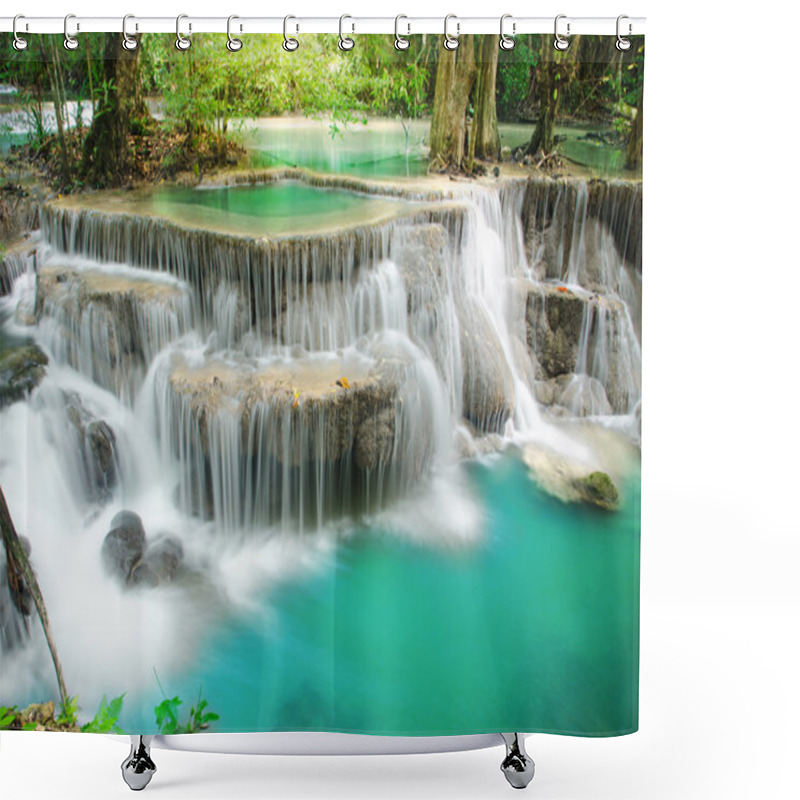 Personality  Deep Forest Waterfall ,Huay Mae Khamin, Kanchanaburi ,Thailand Shower Curtains