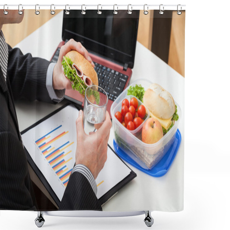 Personality  Manager Eating A Sandwich During Work Shower Curtains