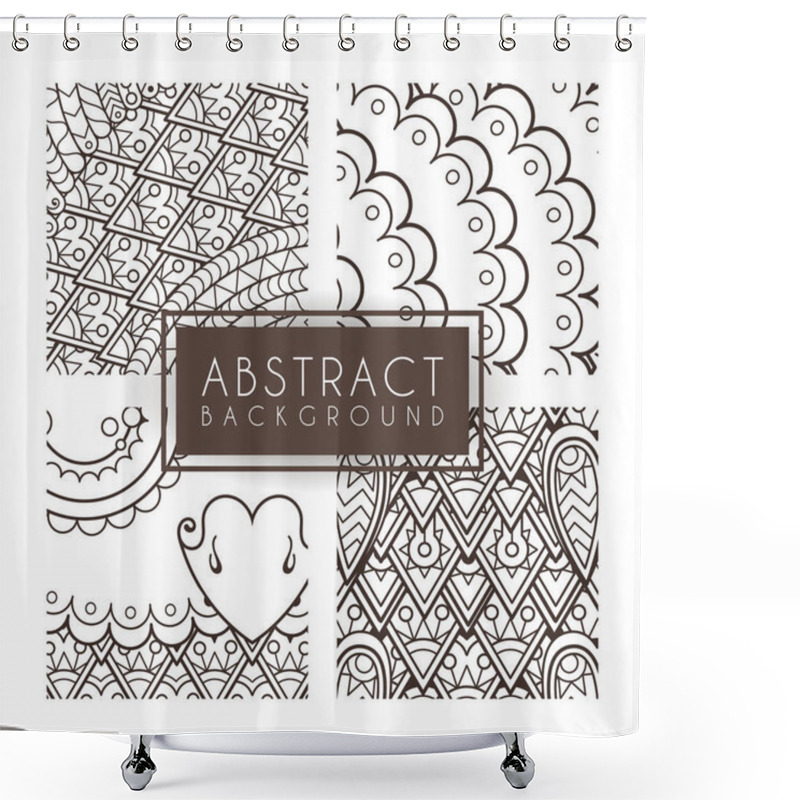 Personality  Set Of Four Vector Monochrome Intricate Patterns. Doodle. Zentangle. Monochromatic Shower Curtains