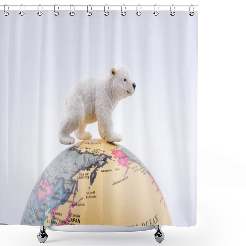 Personality  Polar Bear On The Top Of The Globe Shower Curtains