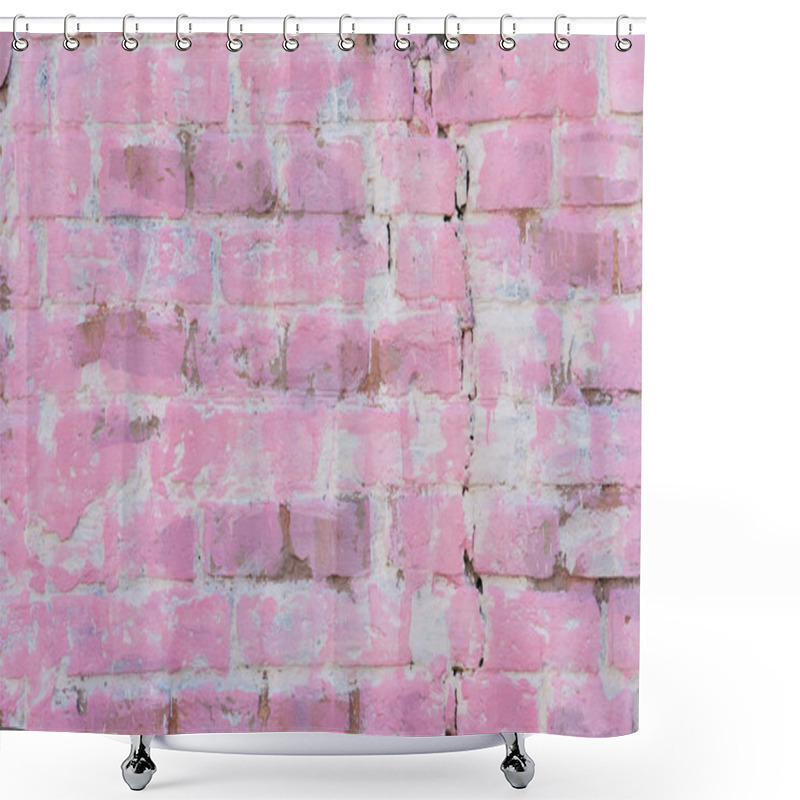 Personality  Old Pink Brick Wall Background, Full Frame View  Shower Curtains