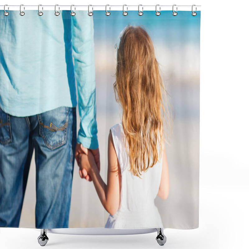 Personality  Father And Daughter Holding Hands Shower Curtains