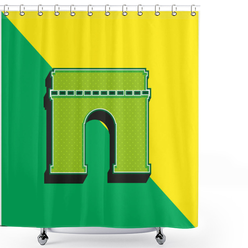 Personality  Arc De Triomphe Green And Yellow Modern 3d Vector Icon Logo Shower Curtains