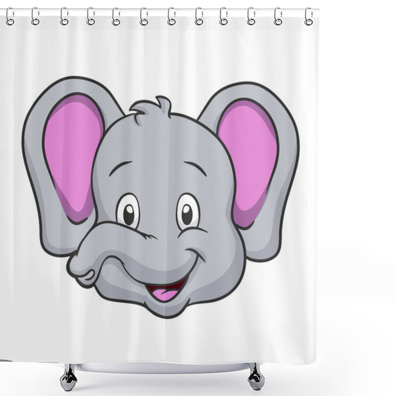 Personality  Cartoon Elephant Face Vector Illustration Shower Curtains