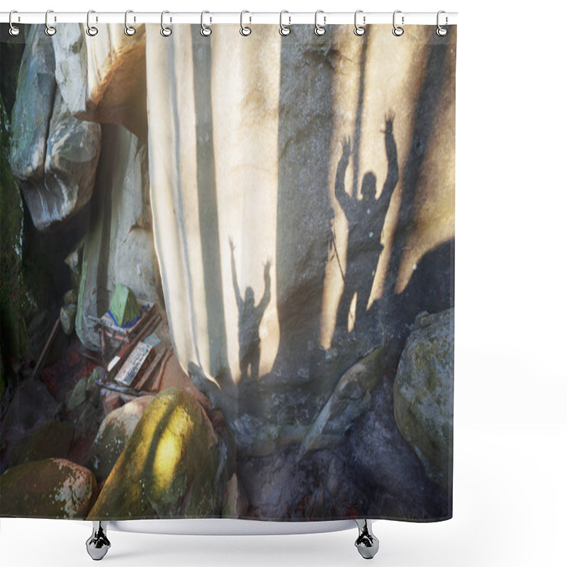 Personality  Silhouettes Of Climbers In Bubnyshche Shower Curtains