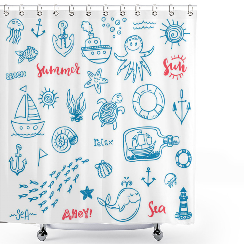 Personality  Nautical Doodle Set Shower Curtains